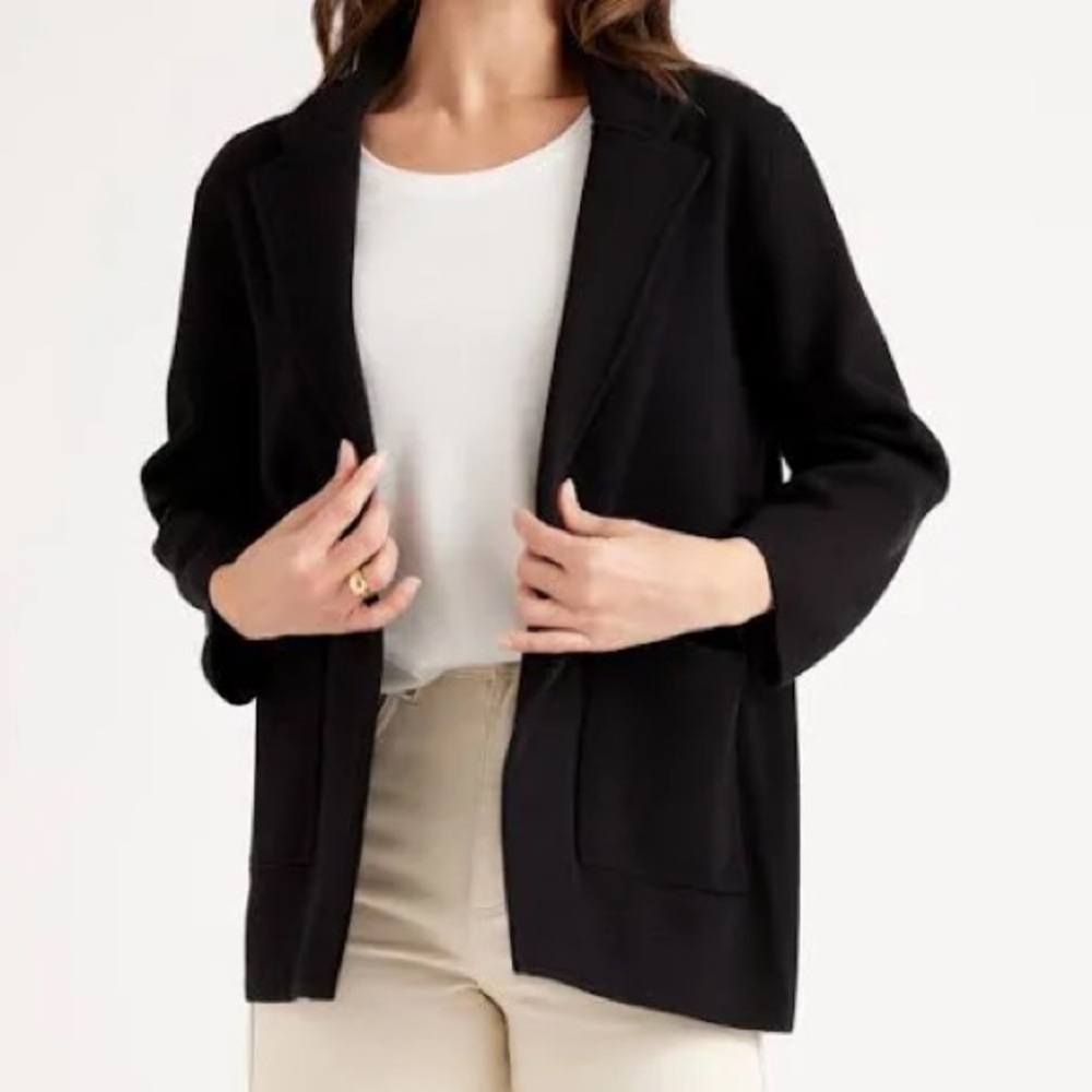 Quince Cotton Knit Black Women's Blazer